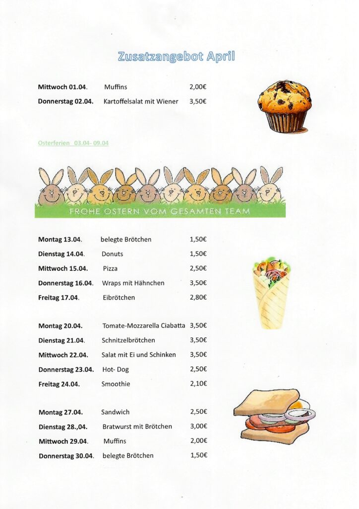 Grafik &ndash; Snackangebot des Essensanbieters – Oberschule an der Weinau